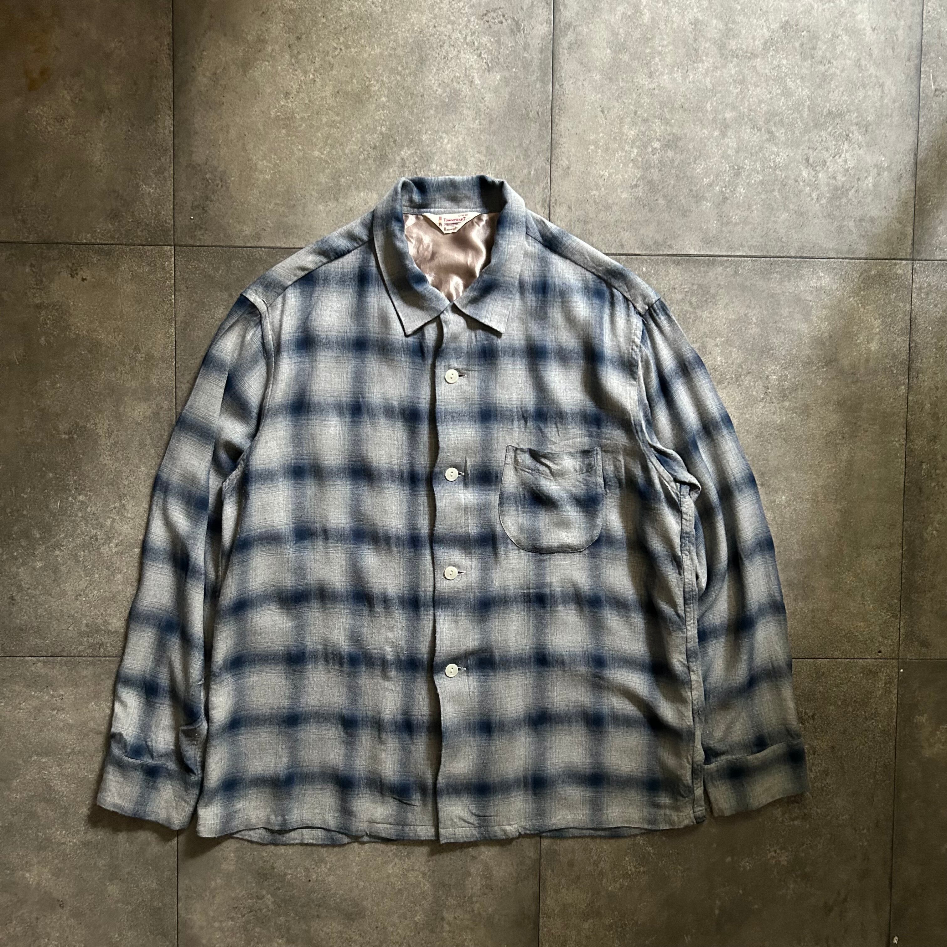 Town Craft オンブレチェックシャツ レーヨン 復刻 ブラック L Town Craft オンブレチェックシャツ レーヨン 復刻 ブラック L 楽天