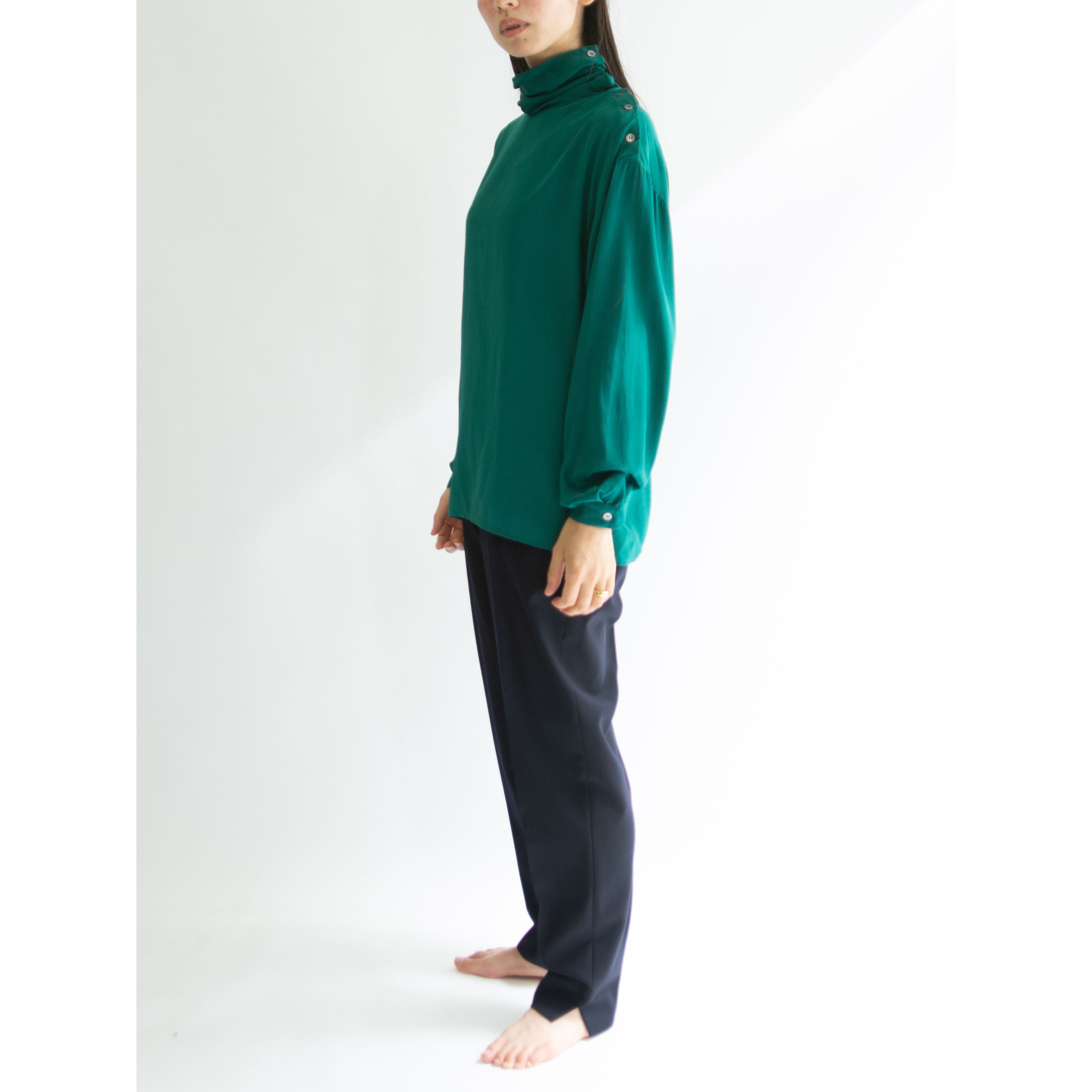 【Unknown Brand】100% Silk Oversized High-neck Blouse（オーバーサイズ ハイネックシルクブラウス）
