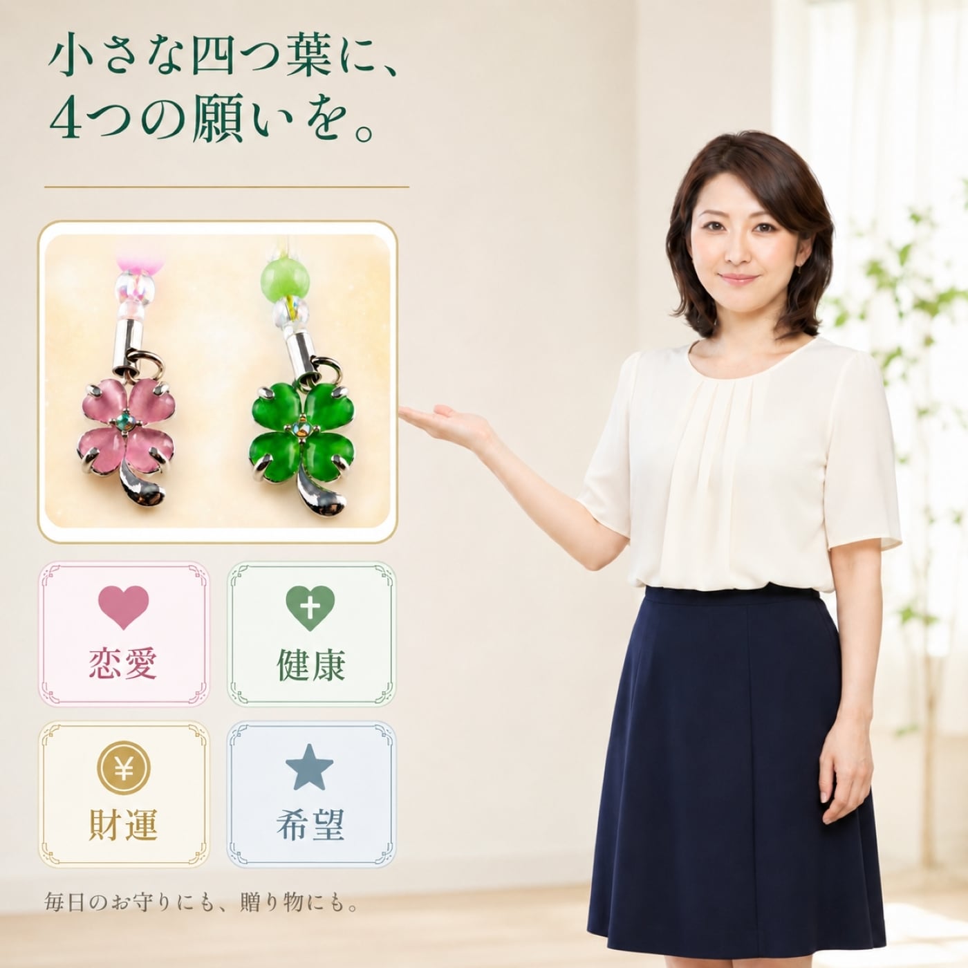 四つ葉のクローバー守 10個セット｜恋愛・健康・財運・希望｜小さな