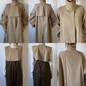 stand collar parts pleats long CO/beige