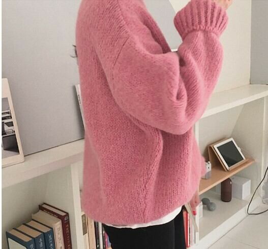 大人ピンクのセーター プルオーバー ニット セーター クルーネック