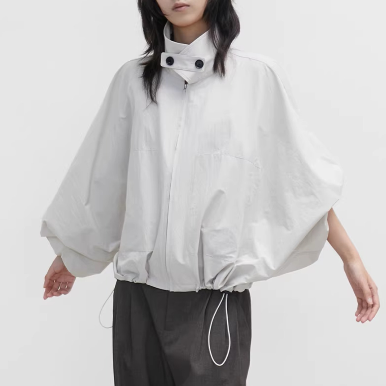 ドローストリング バルーンスリーブ ショート丈 ブルゾン 00152・画像4