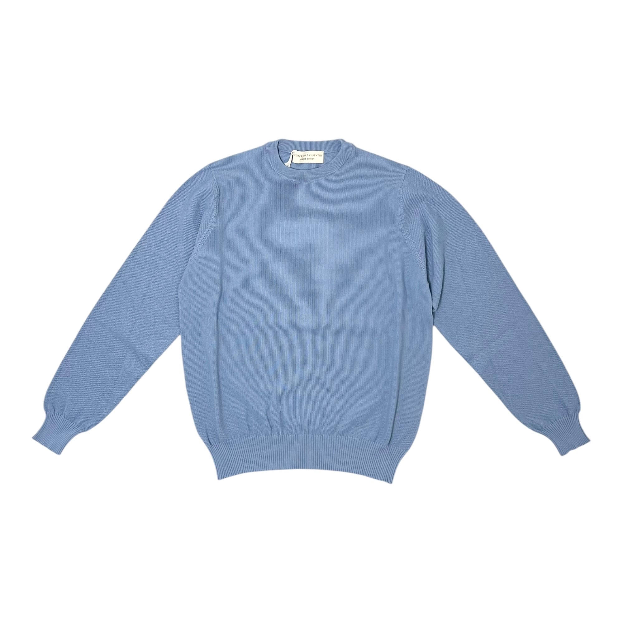 FILIPPO DE LAURENTIIS(フィリッポ デ ローレンティス)crepe cotton pique crewneck knit/SAX(811)