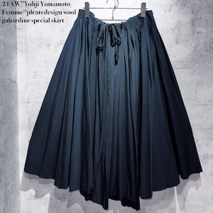 21AW”Yohji Yamamoto Femme”pleats design wool gabardine special skirt