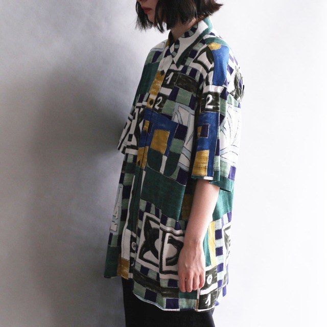 panel art graphic pattern h/s shirt