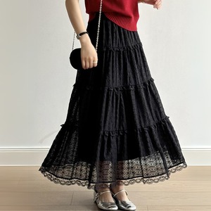レースティアードエアリーロングスカート　00921