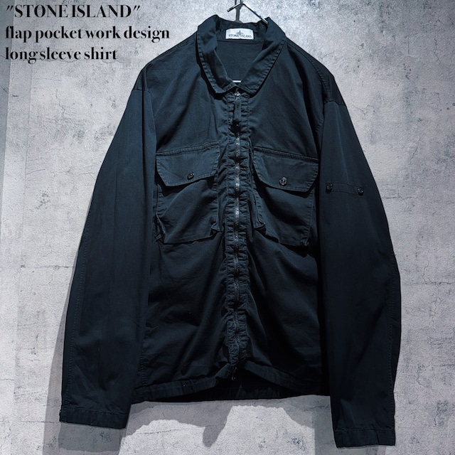 "STONE ISLAND"flap pocket work design long sleeve shirt