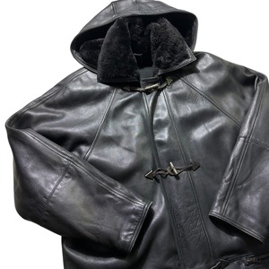 archive GIANNI VERSACE black leather duffle coat