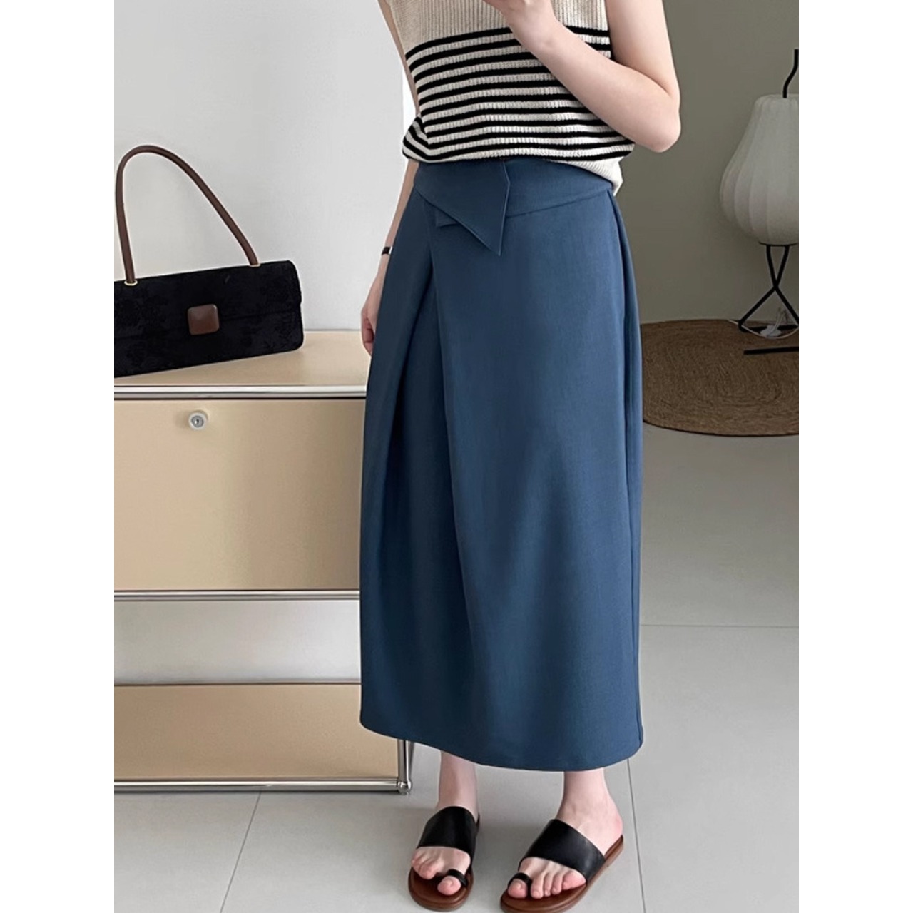 ウエストデザイン タイトロングスカート 10085