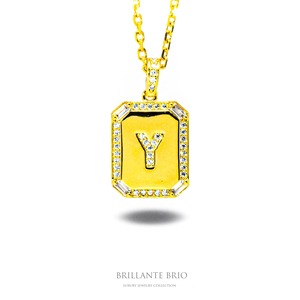 square coin initial necklace《Y》