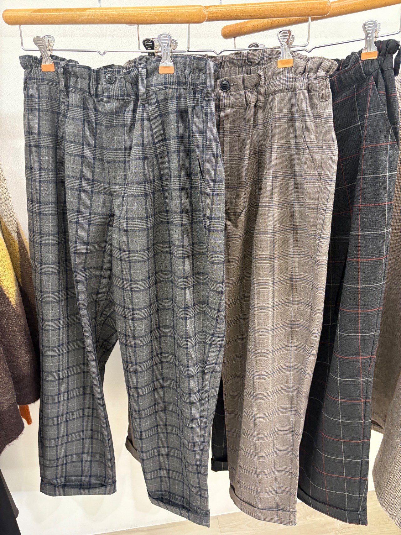 メンズ　チェックワイドパンツ　29724