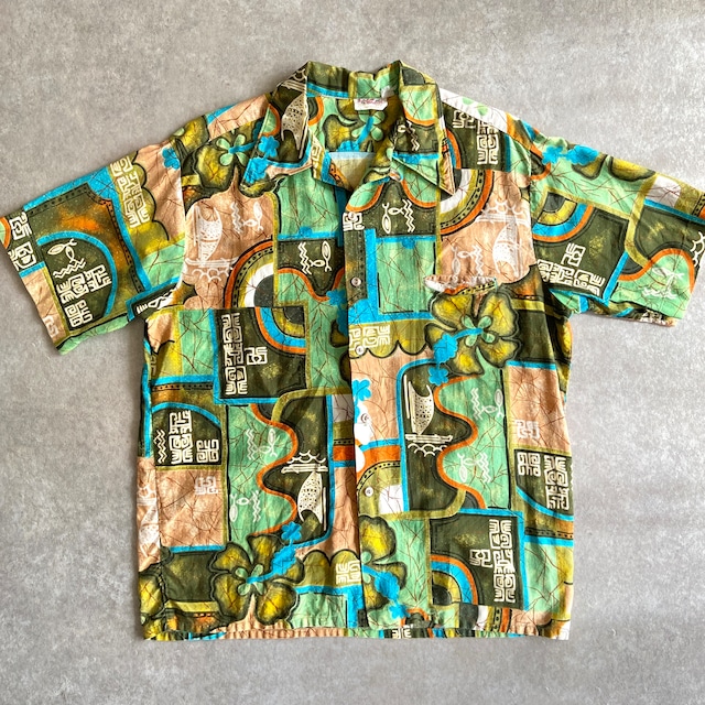 1960~70s  Barefoot in Paradise  Hawaiian Shirt  L  Made in USA