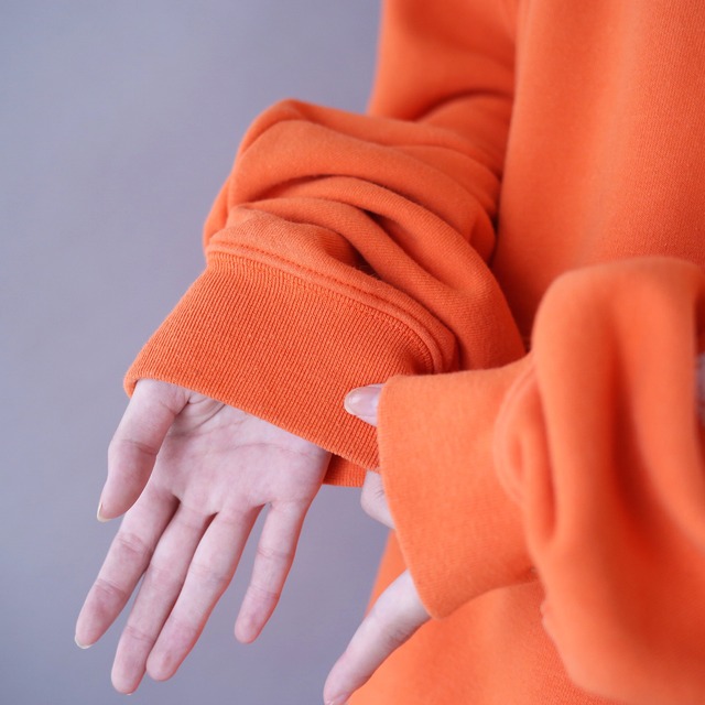 "Carhartt" sleeve logo printed XXXL over silhouette orange sweat parka