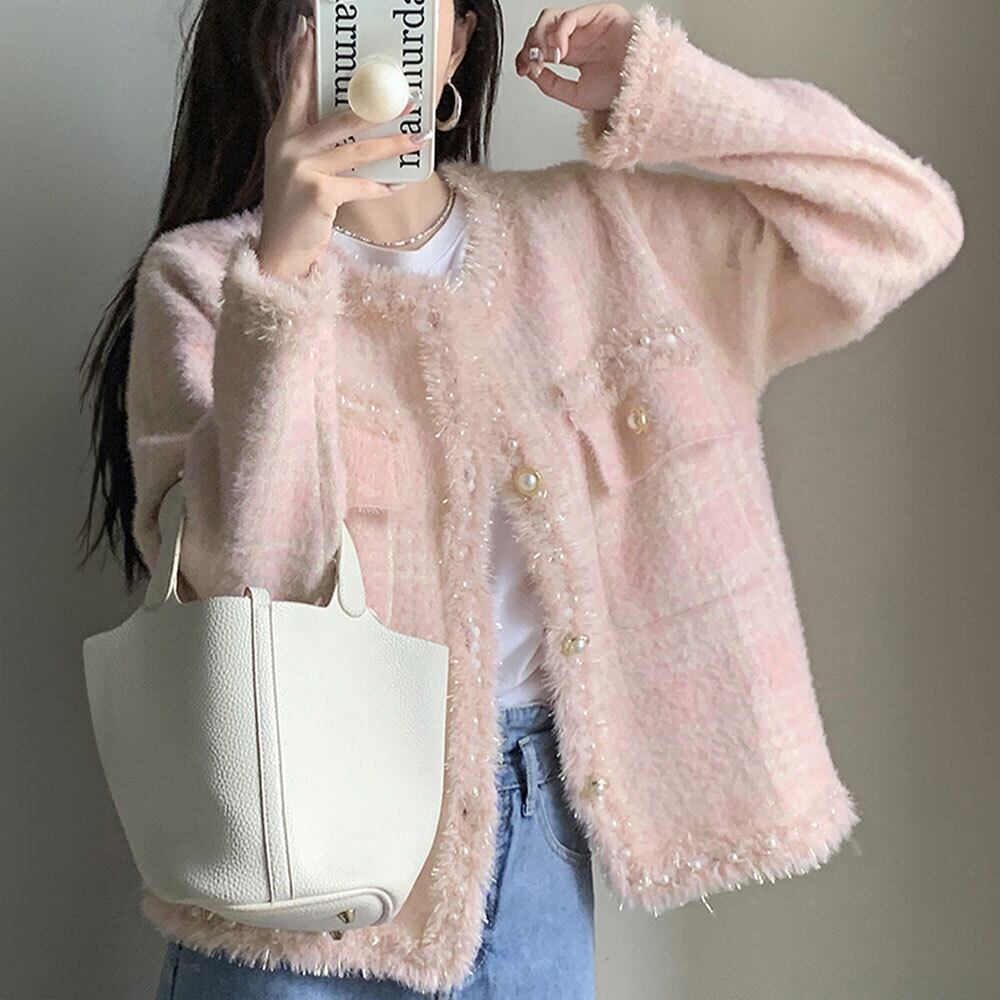 ツイード風 ジャケット レディース 秋冬 韓国 アウター おしゃれ きれいめ 大人 かわいい 通勤 ビジネス オフィス ラメ フォーマル 大人可愛い 大人女子