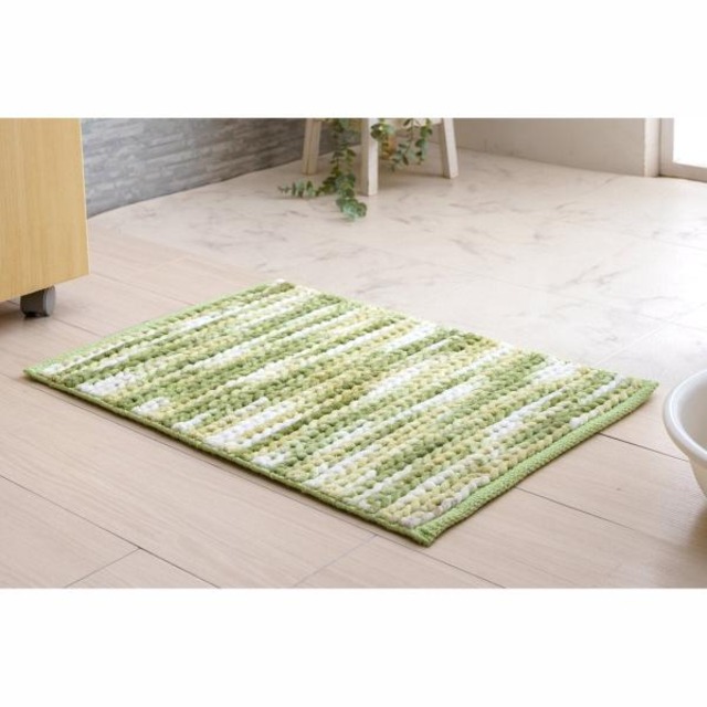 コストコ再販商品 インド手織り バスマット フロー 40x60cm 2枚セット グリーン