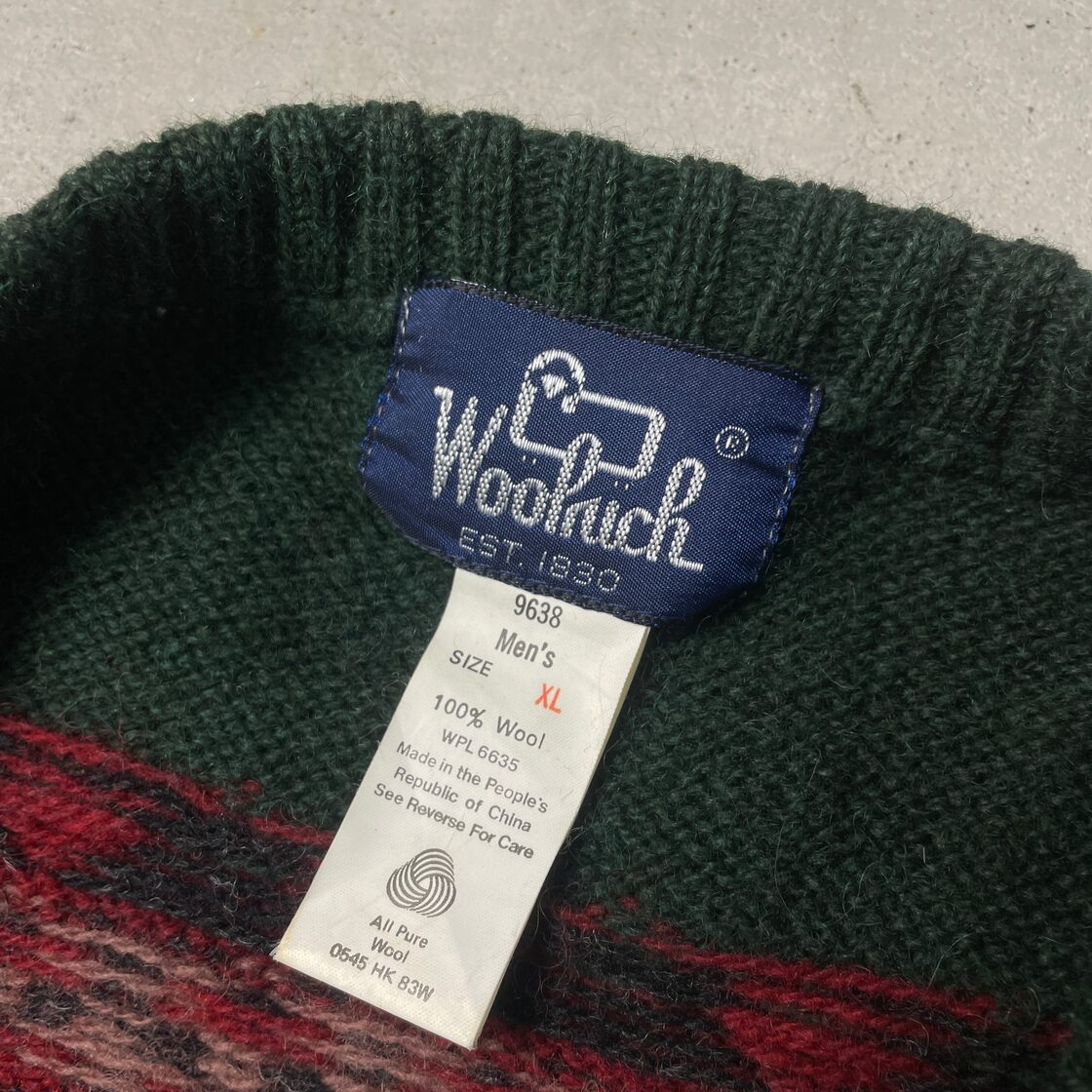 80年代 Woolrich ウールリッチ アニマル ウールニットセーター メンズ 