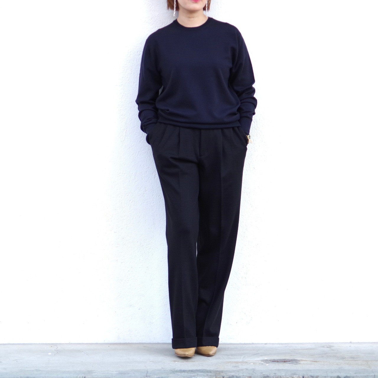 SINME タックパンツ ブラック