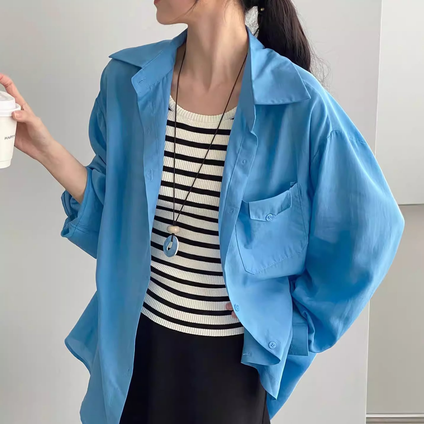 loose-fit shirt & camisole set 14328