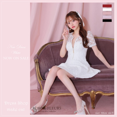 【ROBE de FLEURS 】【送料無料】【即納】【当店特別価格】【税込】シースルーレースビジューバストジップミニキャバドレス 3727 (fm3727)