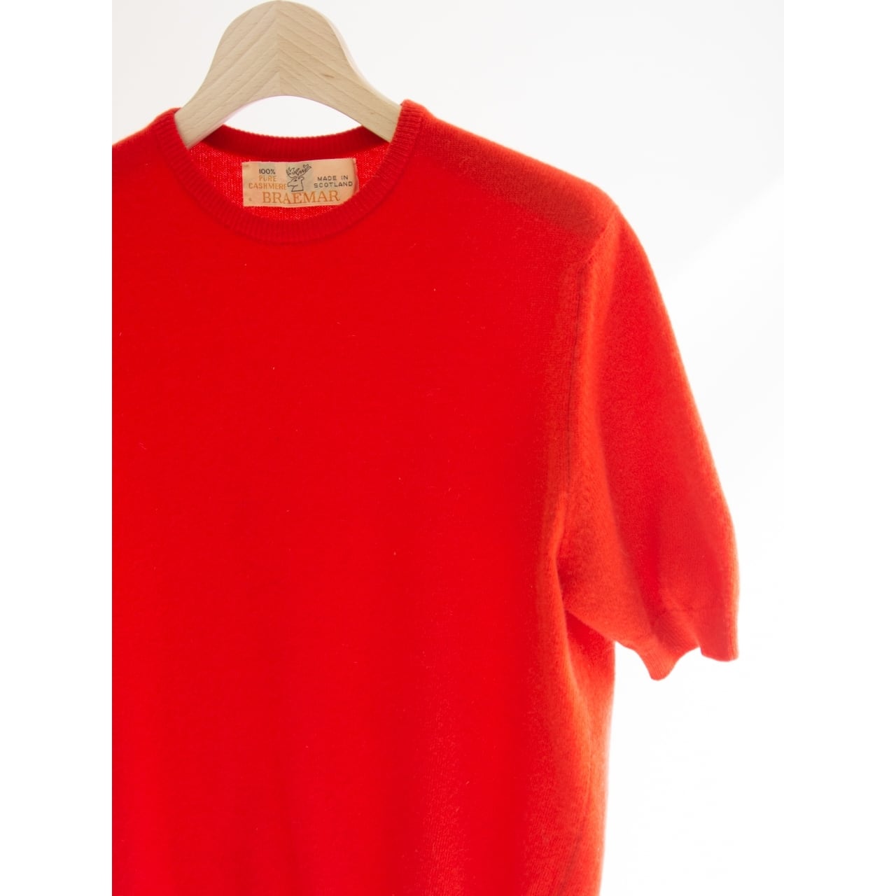 【BRAEMAR】Made in Scotland 100% Cashmere H/S Sweater(ブレーマー スコットランド製 カシミヤ半袖ニット セーター)