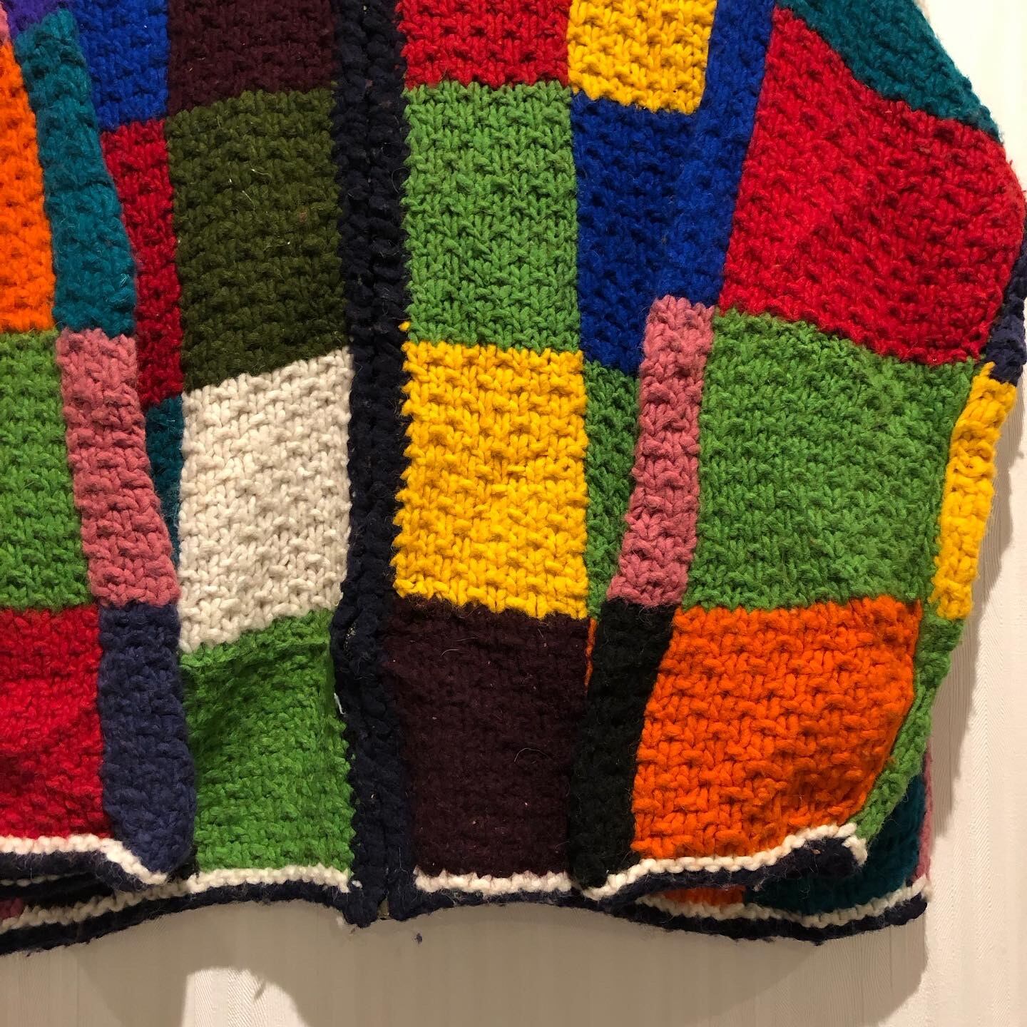 80s〜90s TEJIDOS IMALAYA full zip patchwork Ecuador knit【高円寺店 
