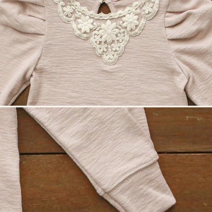 秋VネックレースTシャツ2色