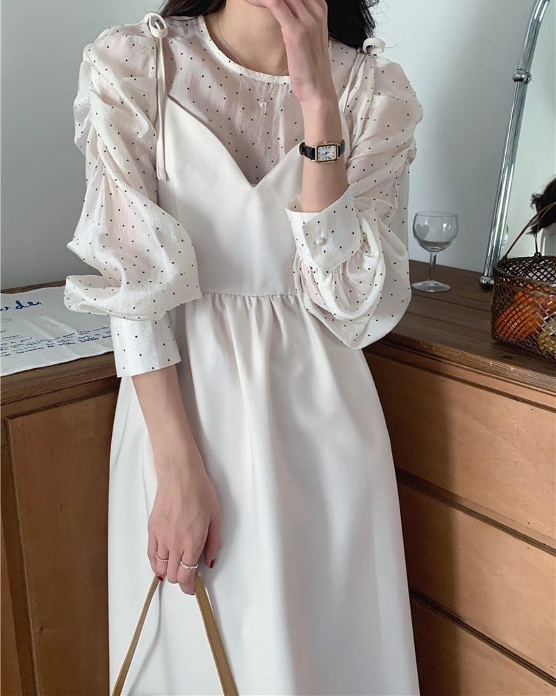 ドットブラウスxキャミワンピセット D1141 | udresser