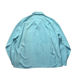 vintage 1950’s turquoise color rayon open collar shirt