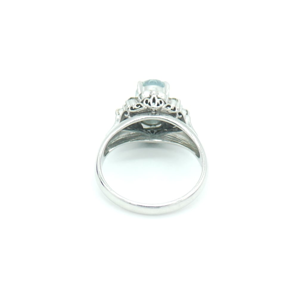 Pm900 アクアマリン ダイヤモンド デザインリング プラチナ 指輪 12号