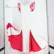 フラメンコ 衣装 creaciones Roal ドレス ワンピース ホワイト系 ピンク系 白 赤 ピンク ボランテ フリル 無地 ダンス パーティ 発表会 明るい レディース かわいい エレガント 舞台衣装 発表会衣装