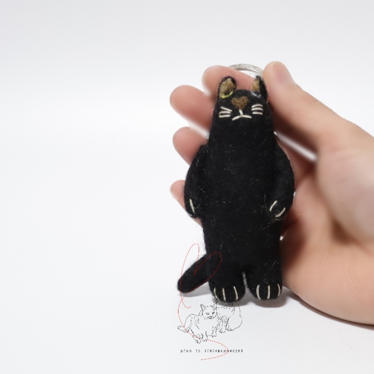 動物フエルト キーリング レッサーパンダ/黒猫/くま