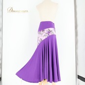 フラメンコ 衣装 ファルダ スカート パープル系 紫 イチオク ICHIOKU 花柄 伸縮 ストレッチ ダンス パーティ 発表会 社交ダンス レッスン 練習着 ステージ衣装 ダンス衣装 練習用 レッスン用 発表会衣装 パーティー用 舞台 柔らかい エレガント かわいい 大人可愛い 女性用