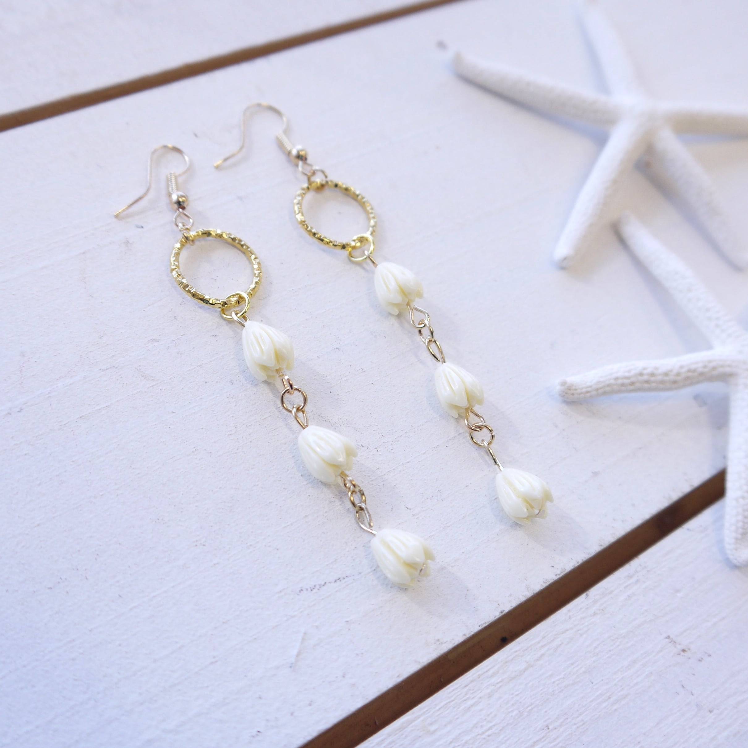 ★ハワイアン雑貨★ハワイアンアクセサリー/ピカケ ロング ピアス/ピカケビーズ<7 pikake >