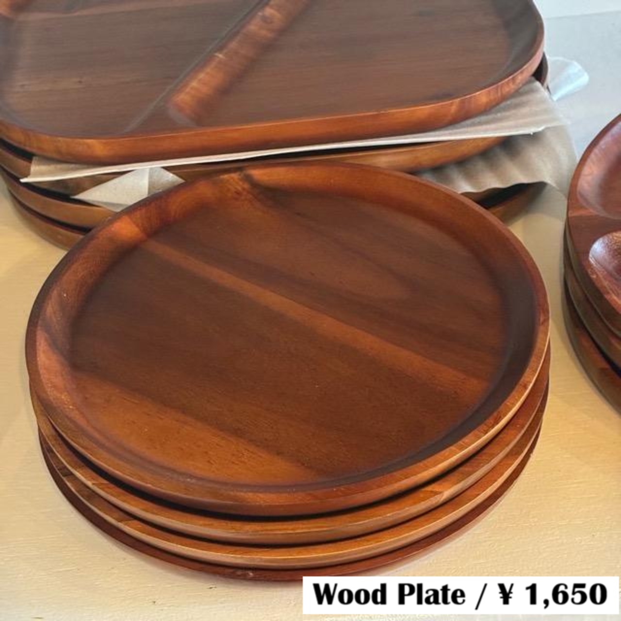 Vietnam Acacia Wood Plate, Round L, Wooden Divider Plate, Single Plate　