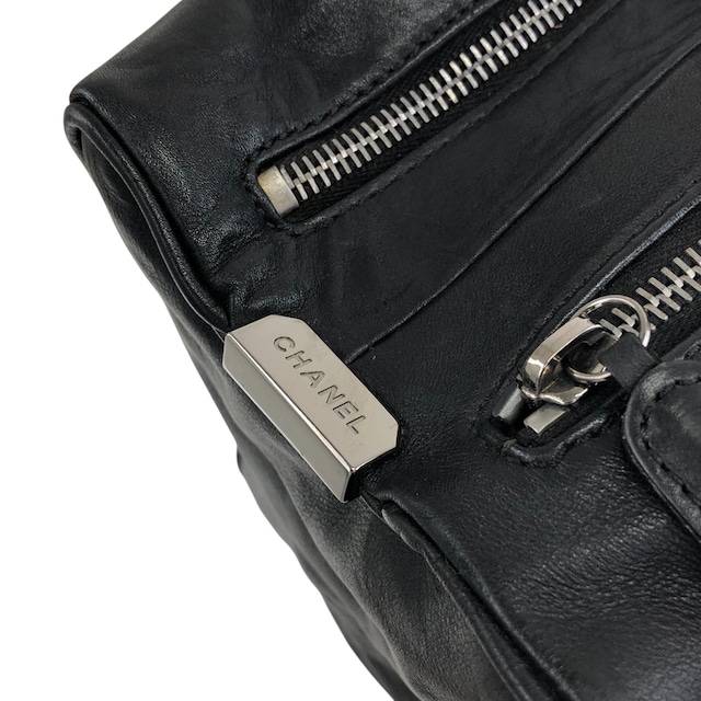 CHANEL シャネル ハンドバッグ ブラック チョコバー レザー ボストンバッグ vintage ヴィンテージ オールド 6gabx8