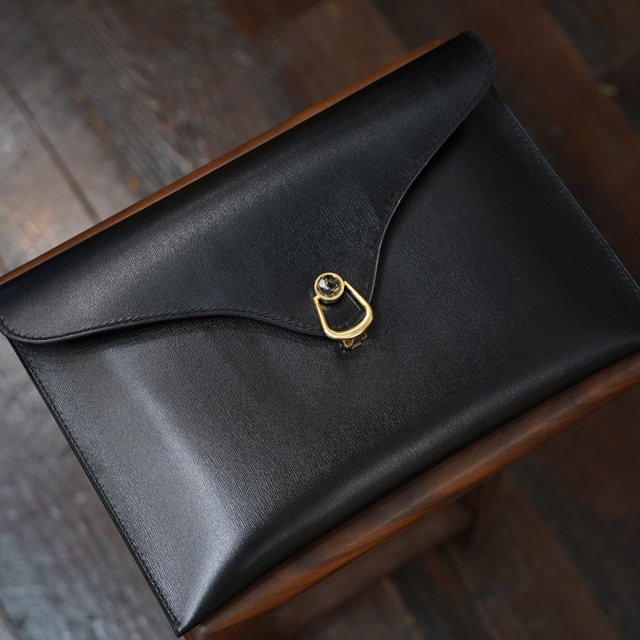 Maison d' Artisan Copain Slim(スリムクラッチ) ボックスカーフ ブラック