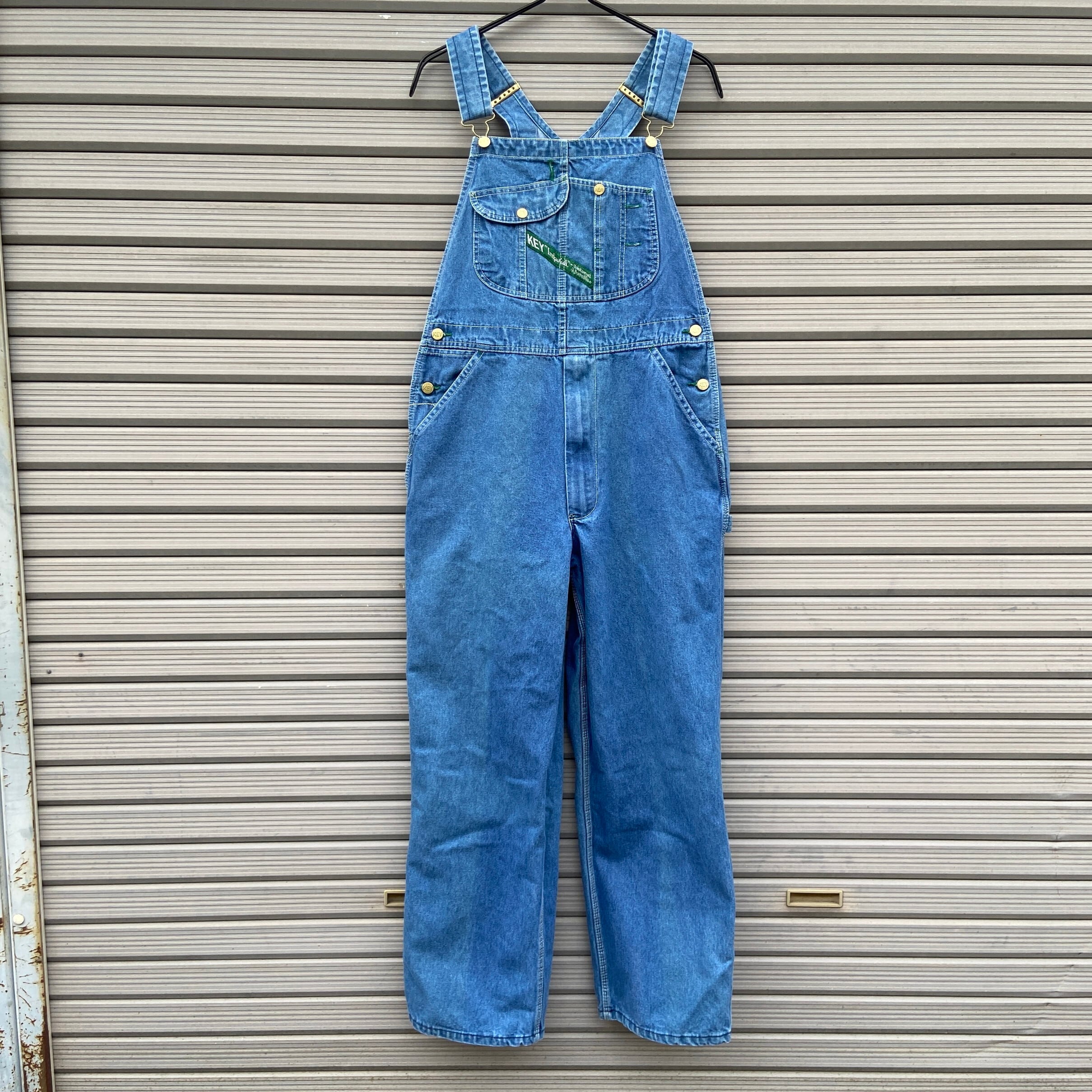 80年代 KEY キー デニム オーバーオール メンズW34 古着 80s 