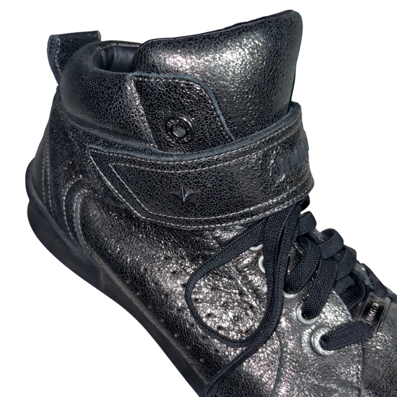 JIMMY CHOO metallic leather sneakers