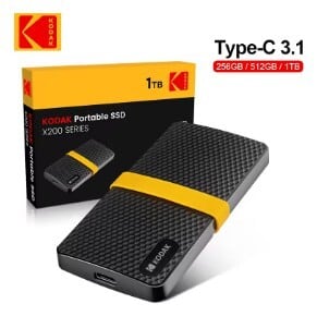 KODAK X200 外部 SSD ハードドライブ HD Externo 512GB USB3.1 ミニ