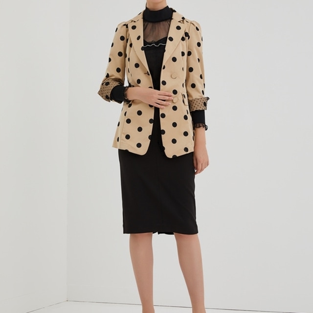 ブラック　膝上　 ドット柄　パーティードレス ipd0489