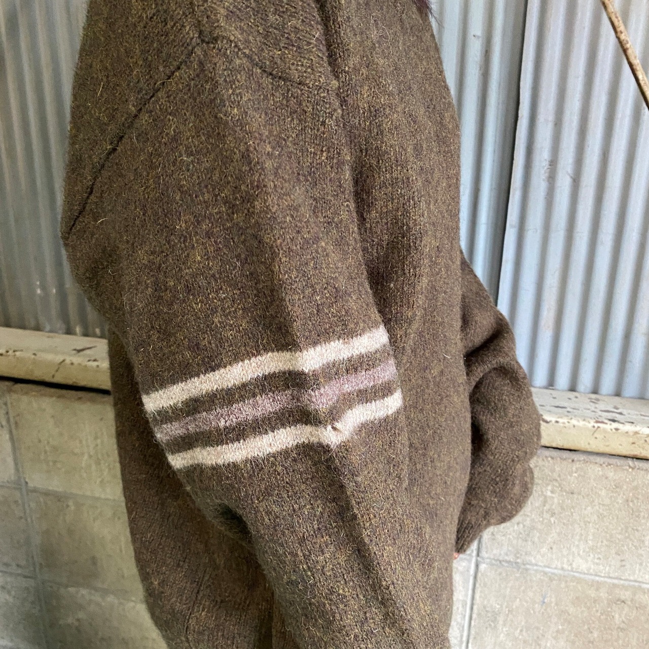 NORTH CREST 90年代 ライン ウール ニットセーター メンズL 古着 90s 