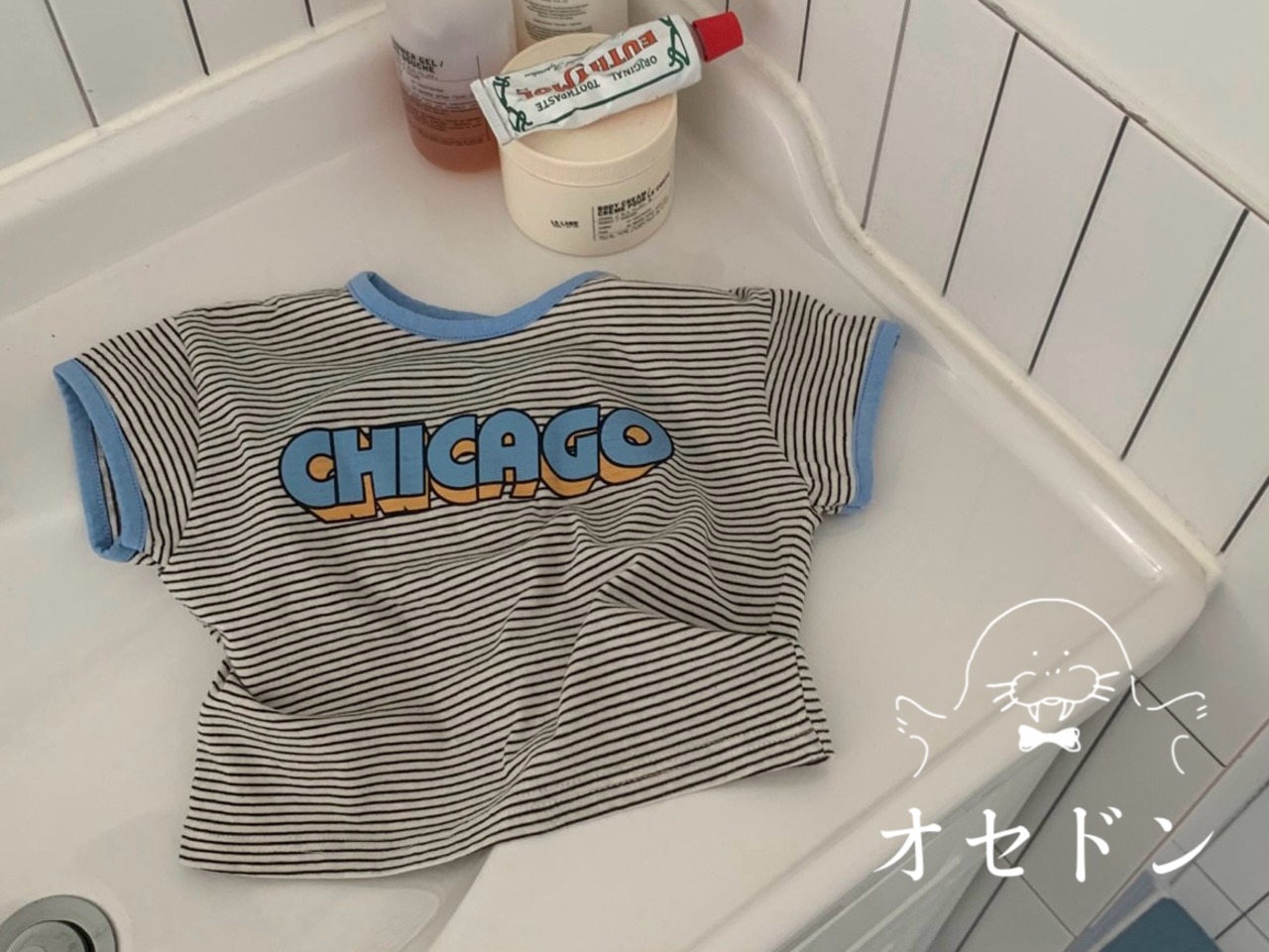 【 yellow factory】CHICAGO Tシャツ 80〜120cm ブルー 240707 - 1