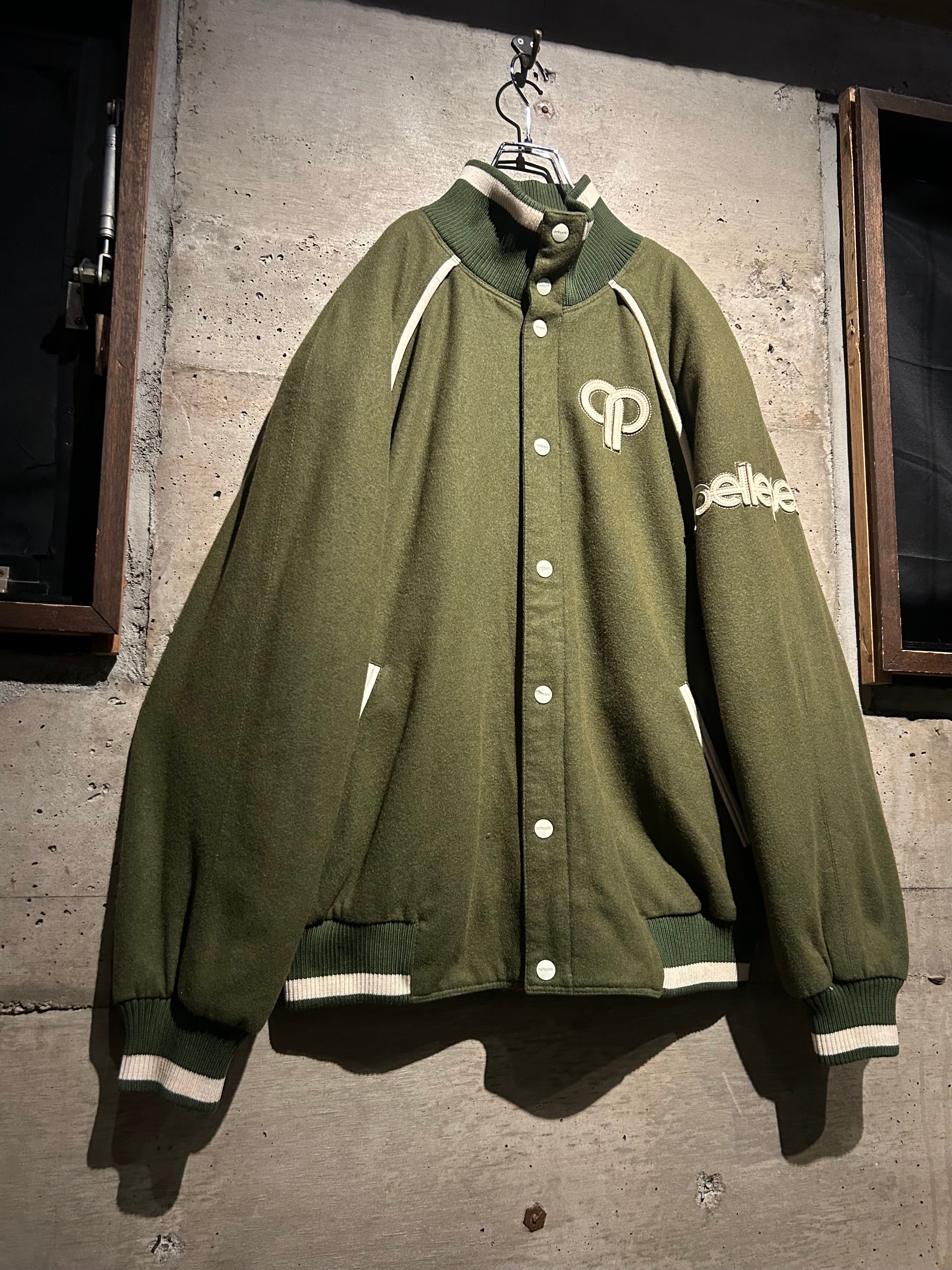 pelle pelle wool スタジャン Caka】“Pelle Pelle” Logo Embroidery Wool Varsity Jacket | Caka