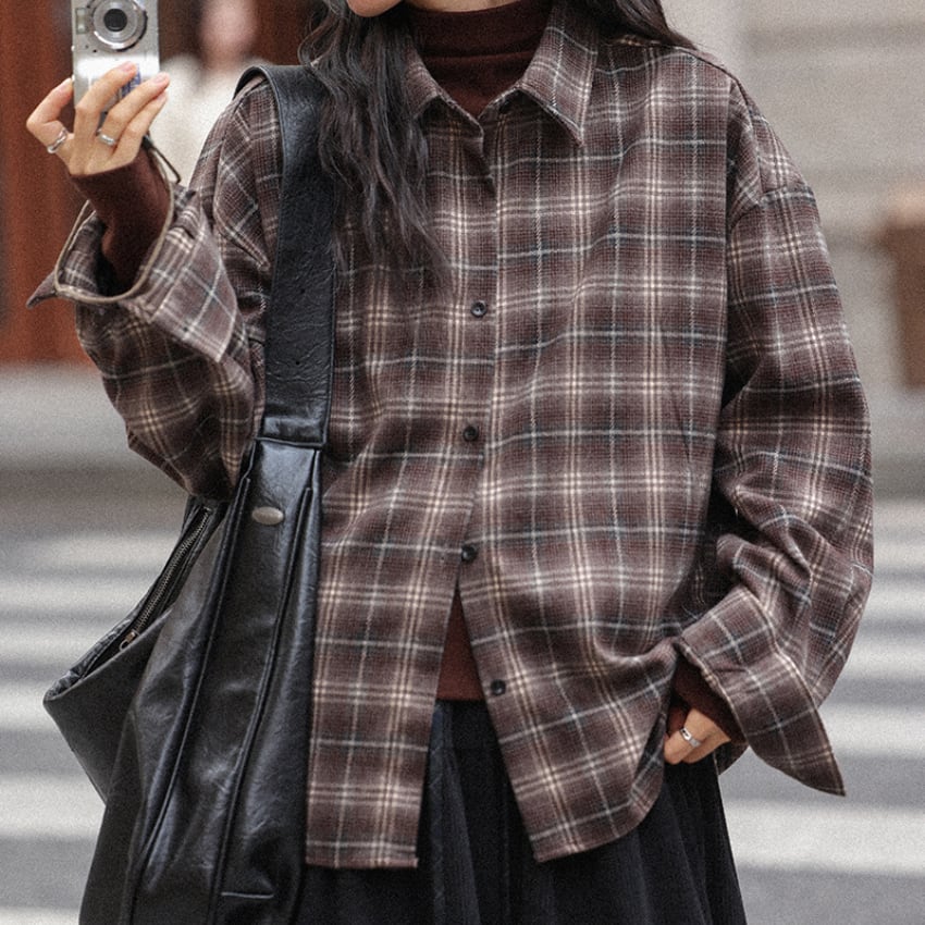 check loose-fit shirt J00069