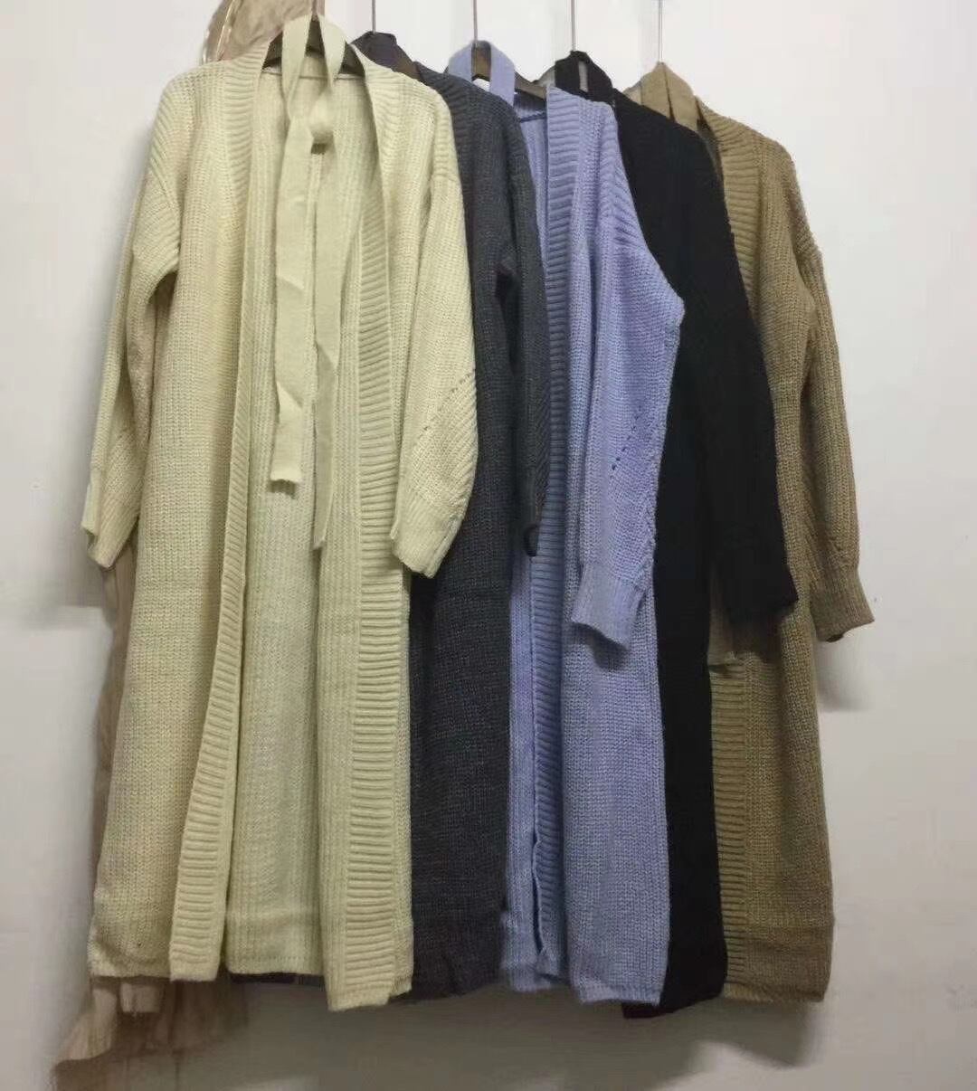 ウエストリボンロングニットカーディガン