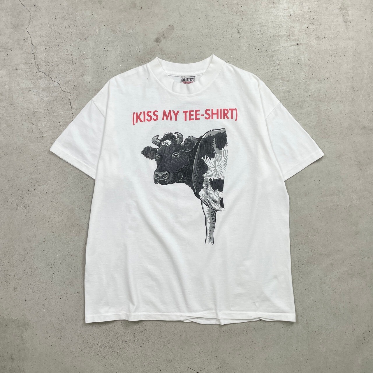 90年代 KISS MY TEE SHIRT 牛 アニマルプリントTシャツ ジョーク 