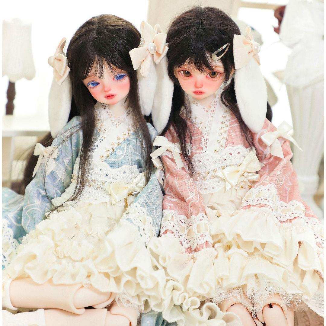 1/4 ドール用 和風 洋服 和洋折衷 メイド 和服 ピンク BJD MDD