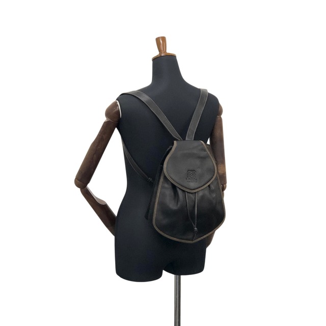 LOEWE ロエベ バックパック ブラック アナグラム レザー リュック vintage ヴィンテージ オールド 53w2pp