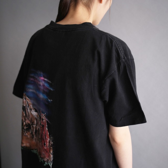 "馬" front and back print h/s shirt