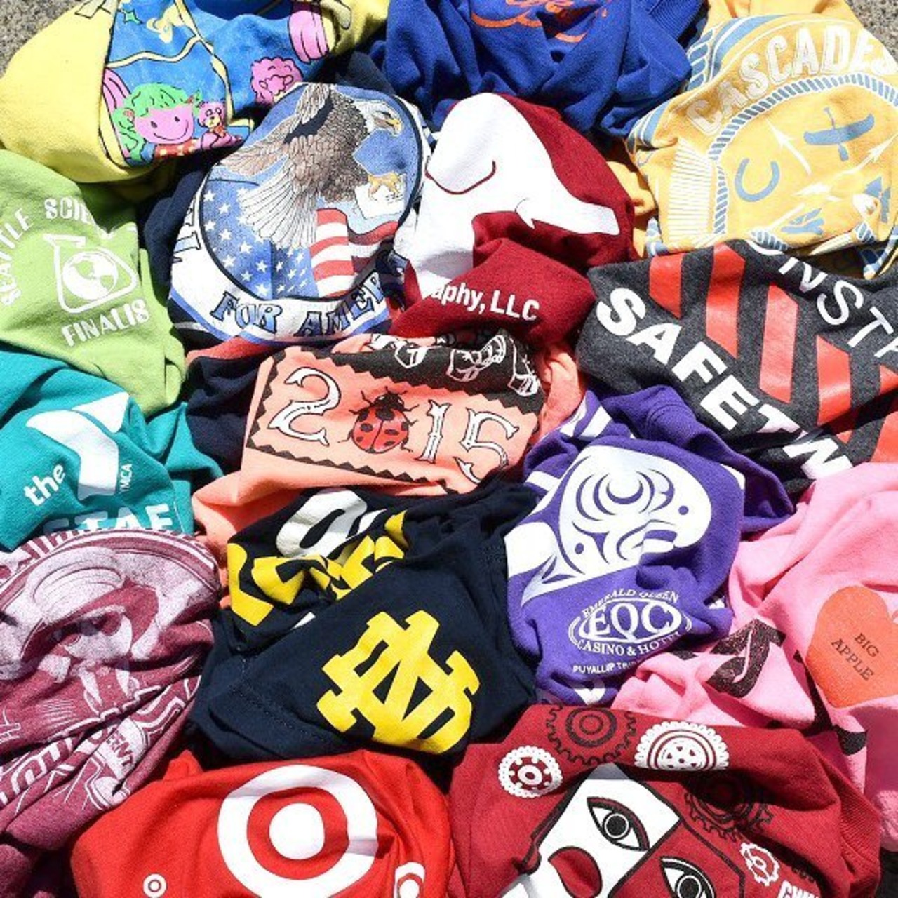 1点物◇アイラブニューヨークNYプリントTシャツVネック古着メンズML 